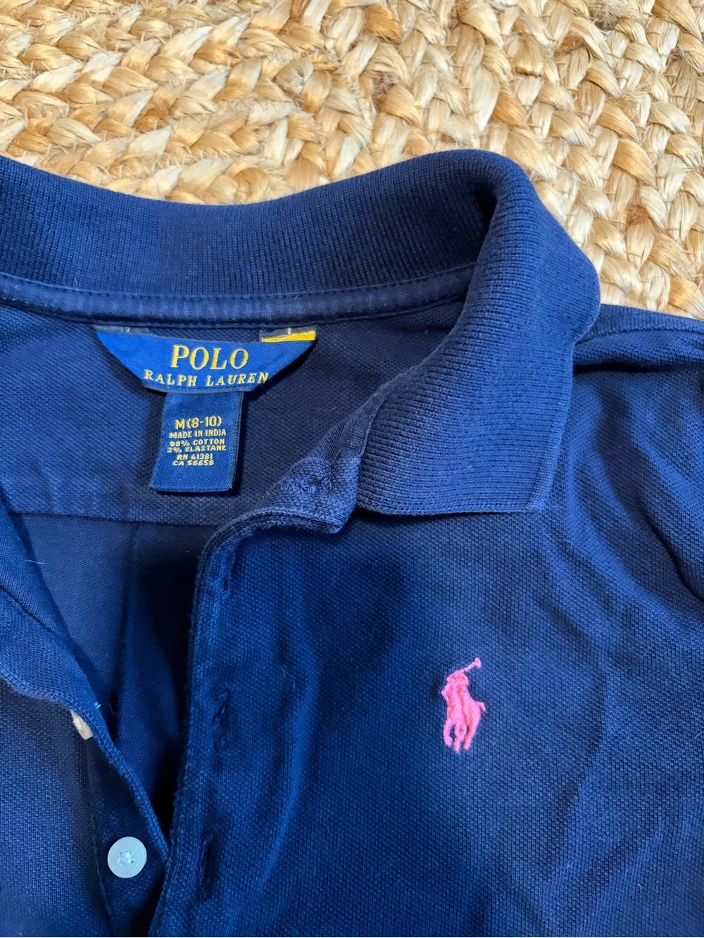 Ralph Lauren Navy Polo with Pink Pony Logo
